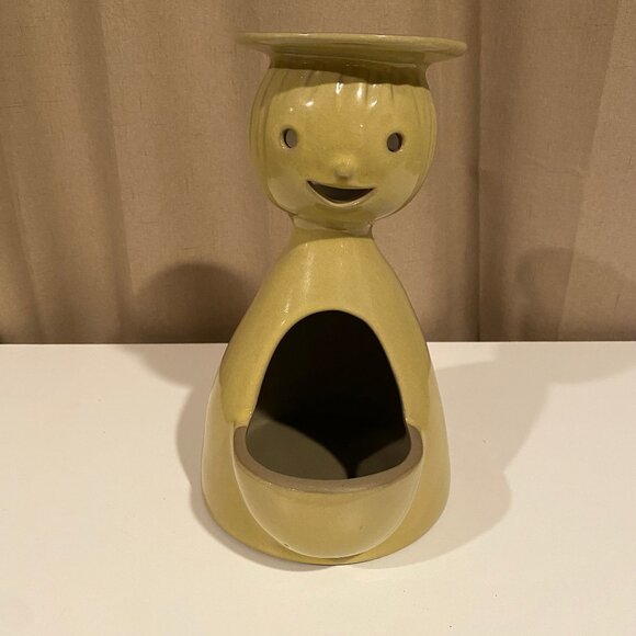 Vintage Mid-Century Happy Man Pottery Planter & Candle Holder – 10” Tall - Picture 1 of 8